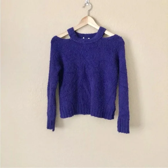 New Anthropologie Purple Grape MOTH cut-out Sweater Pullover Size XS Anthro NWT - Picture 2 of 4